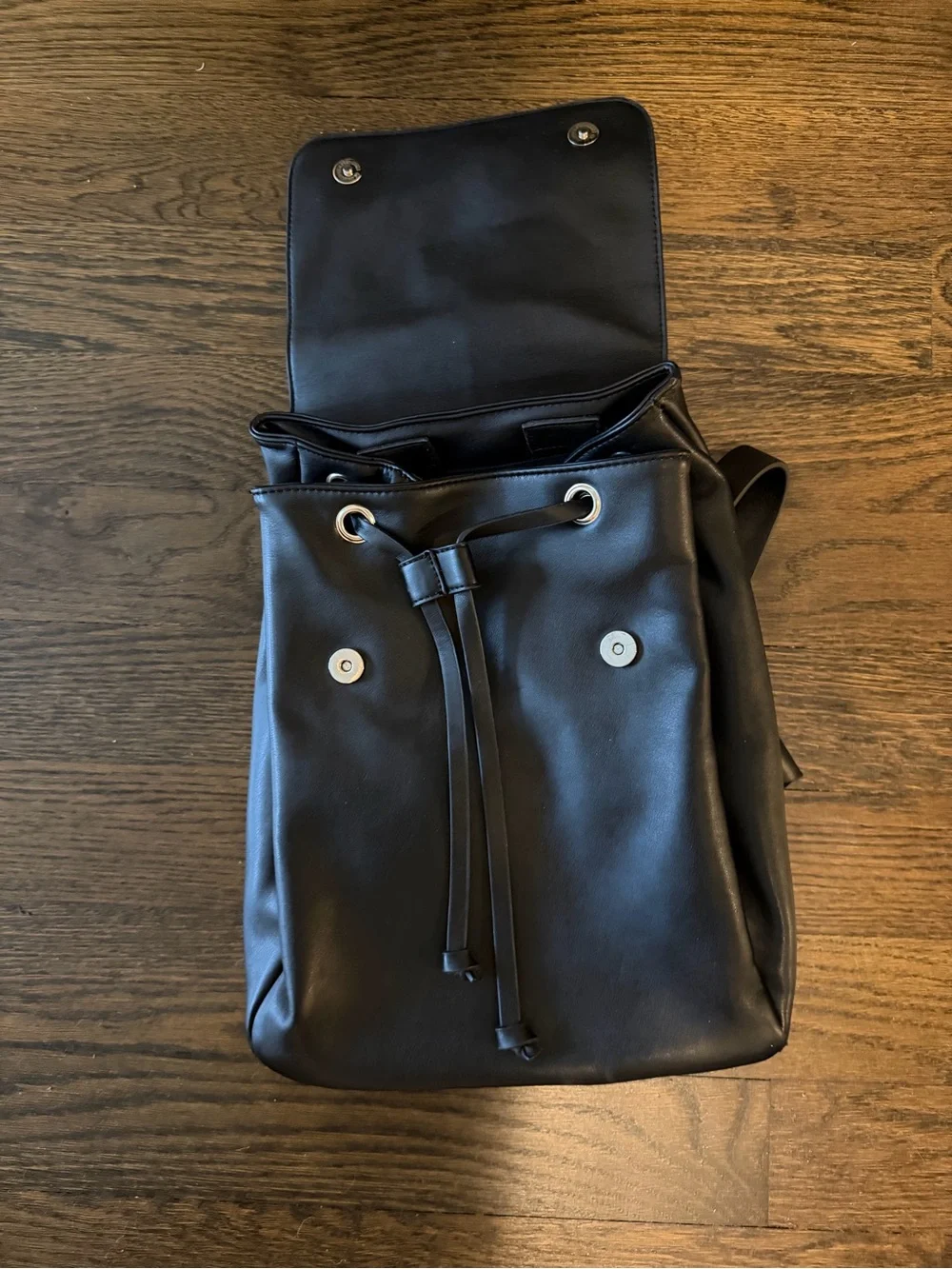 Urban Outfitters Black Faux Leather Backpack